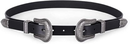 Women Leather Belts Ladies Vintage Western Design Black Waist Belt for Pants Dresses Apparel & Accessories > Clothing Accessories > Belts KYLIE MAX B-black-only for High Waist For waist size 31-35"/pants size 32-37" 