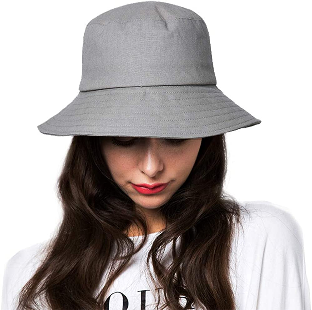 Bucket Hats for Women Sun Beach Hat Teens Girls Wide Brim Summer Fisherman'S Caps UPF 50+ Apparel & Accessories > Clothing Accessories > Hats KYLIE MAX A5-light Gray  