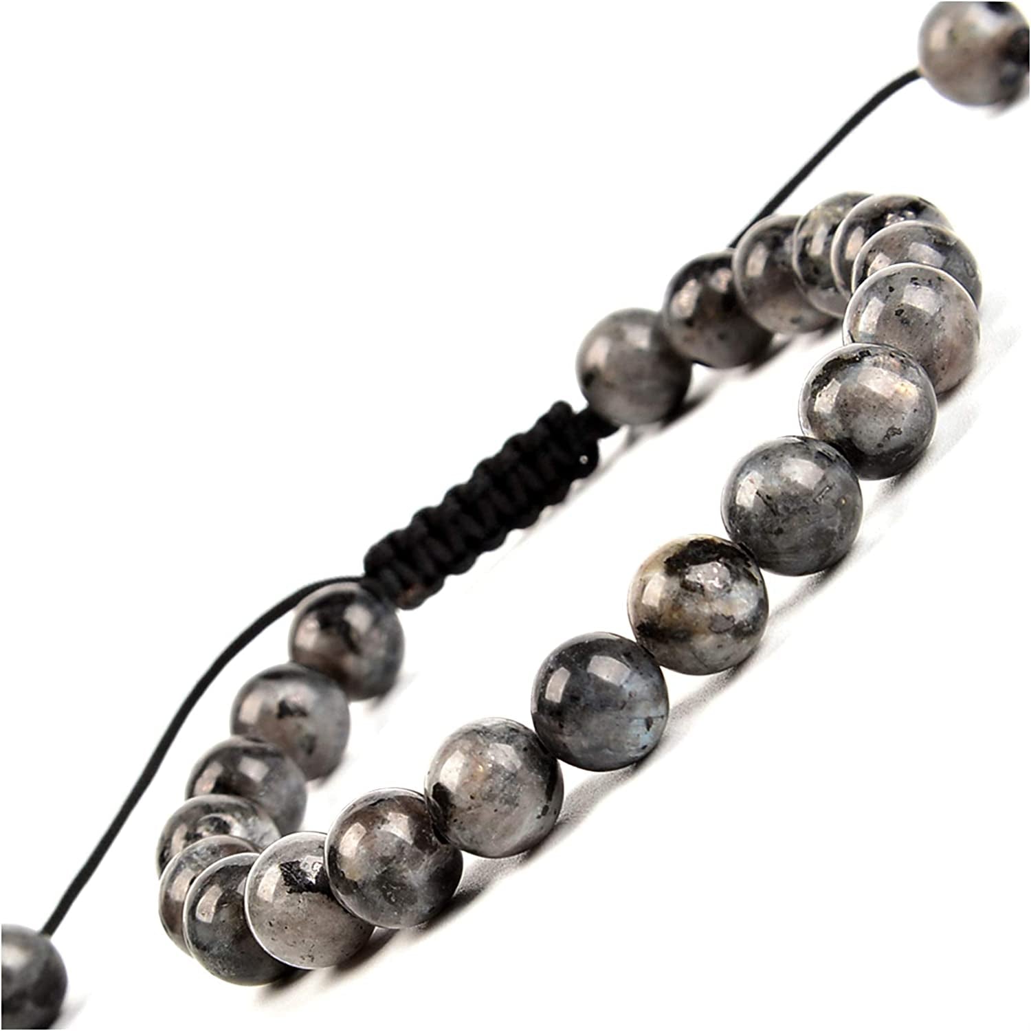 Massive Beads Natural Healing Power Gemstone Crystal Beads Unisex Adjustable Macrame Bracelets 8Mm Apparel & Accessories > Jewelry > Bracelets MASSIVE BEADS Larvikite Labradorite  