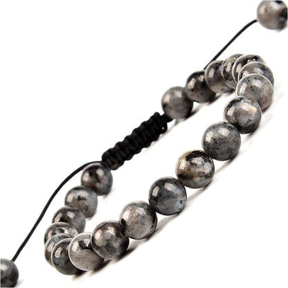 Massive Beads Natural Healing Power Gemstone Crystal Beads Unisex Adjustable Macrame Bracelets 8Mm Apparel & Accessories > Jewelry > Bracelets MASSIVE BEADS Larvikite Labradorite  