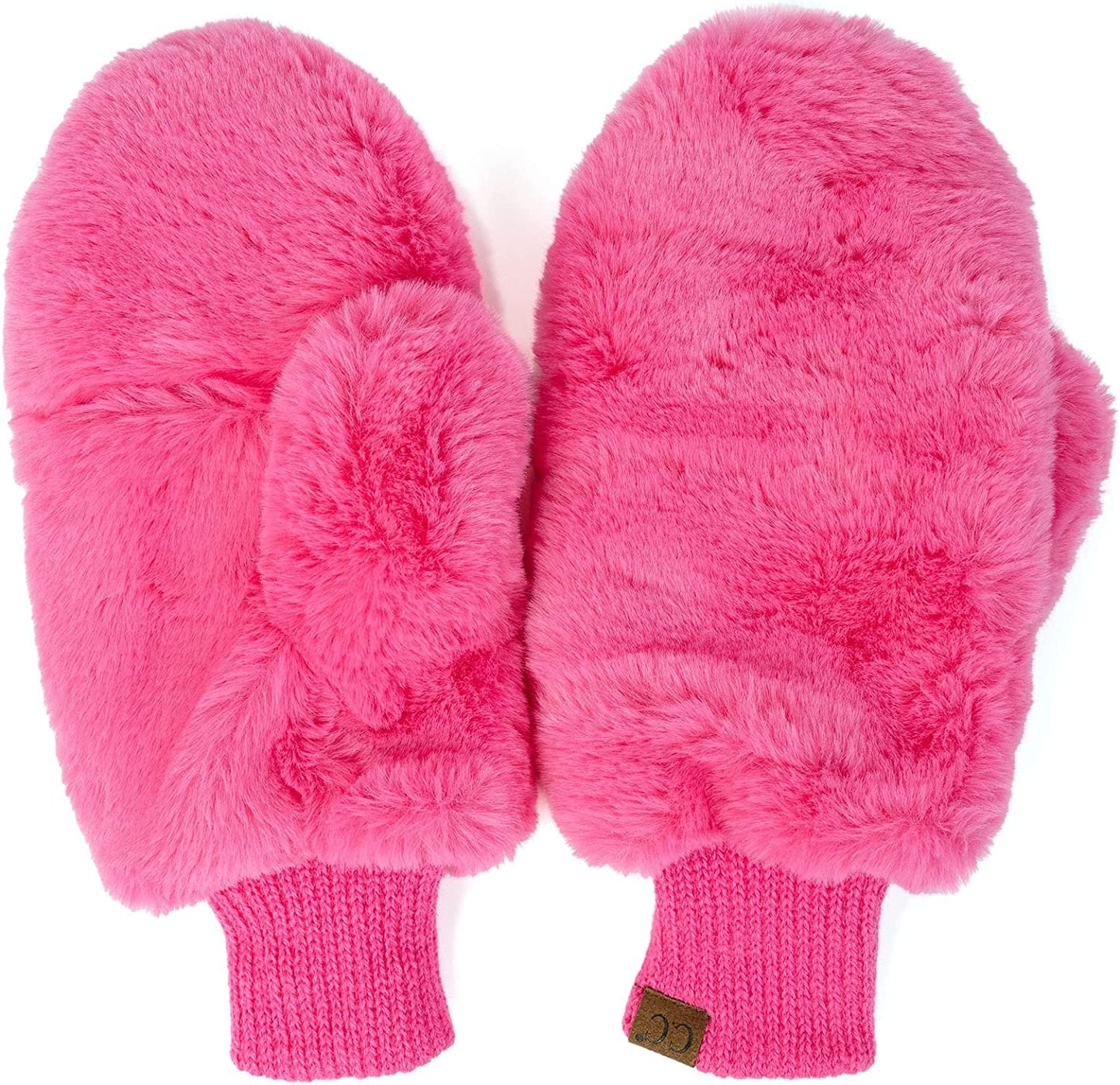 CC Soft Faux Fur Fuzzy Lined Flip up down Top Fingerless Mitten Gloves Apparel & Accessories > Clothing Accessories > Gloves & Mittens C.C Solid Hot Pink  