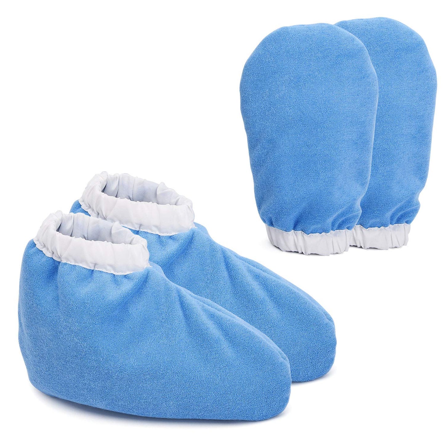 Noverlife Paraffin Wax Work Gloves & Booties, Wax Bath Hand Treatment Mitts Foot Spa Cover for Women, Thin Heat Therapy Insulated Soft Cotton Mittens Feet Hand Care Set - Blue Health & Beauty > Personal Care > Foot Care Noverlife Blue - Thick Fabric & Elastic Closure  