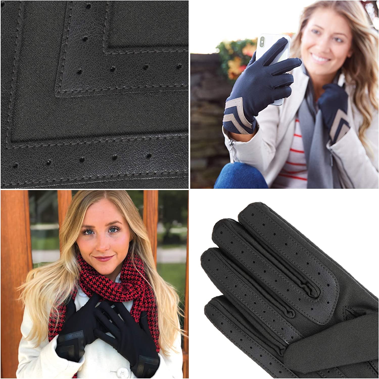 Isotoner Womens Spandex Touchscreen Cold Weather Gloves with Warm Fleece Lining and Chevron Details Apparel & Accessories > Clothing Accessories > Gloves & Mittens isotoner   