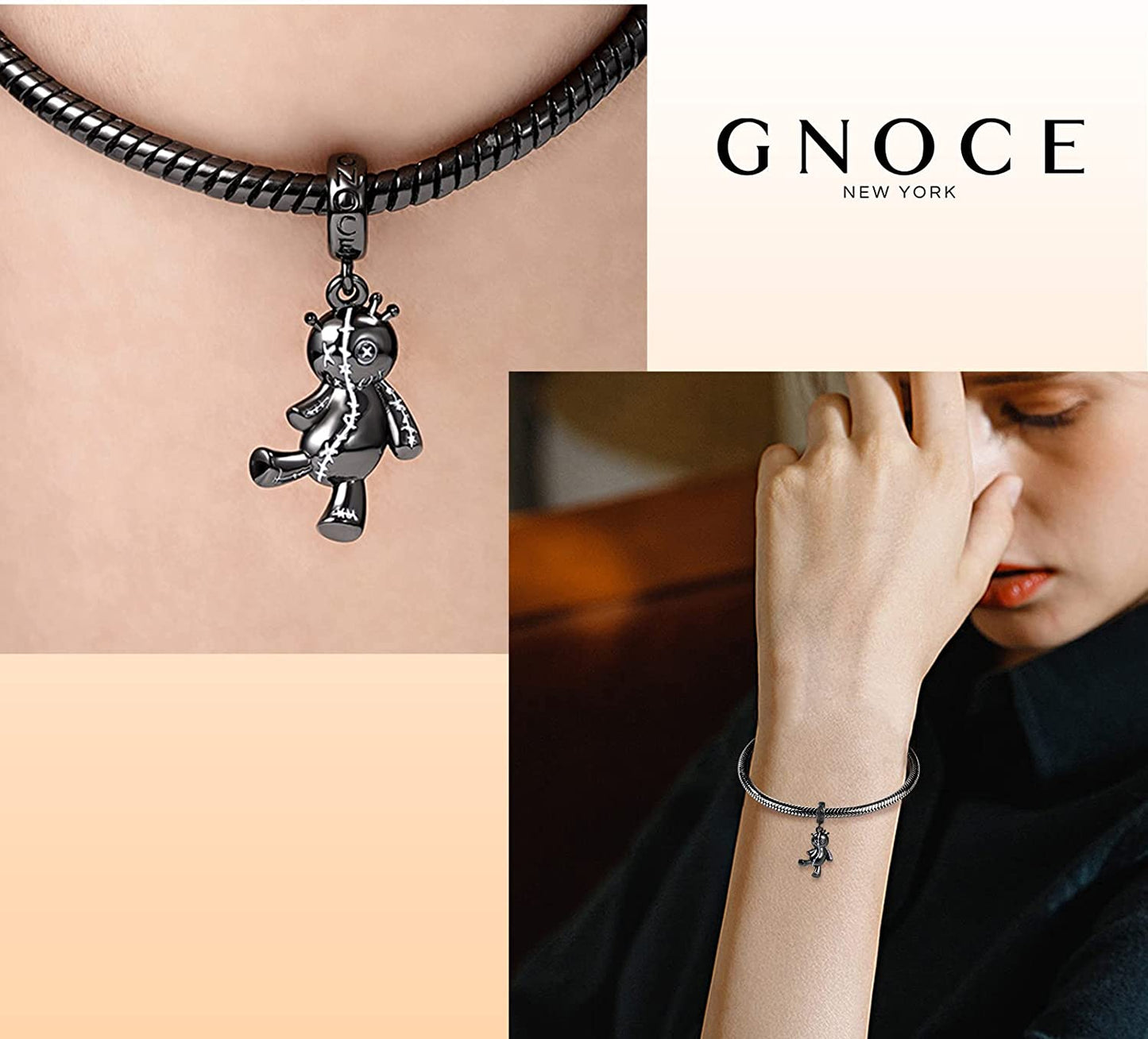GNOCE Voodoo Doll Pendant Charm 925 Sterling Silver Dangle Bead Charms for Women Bracelet/Necklace Halloween Gifts for Girls Wife Daughter Apparel & Accessories > Jewelry > Bracelets GNOCE   