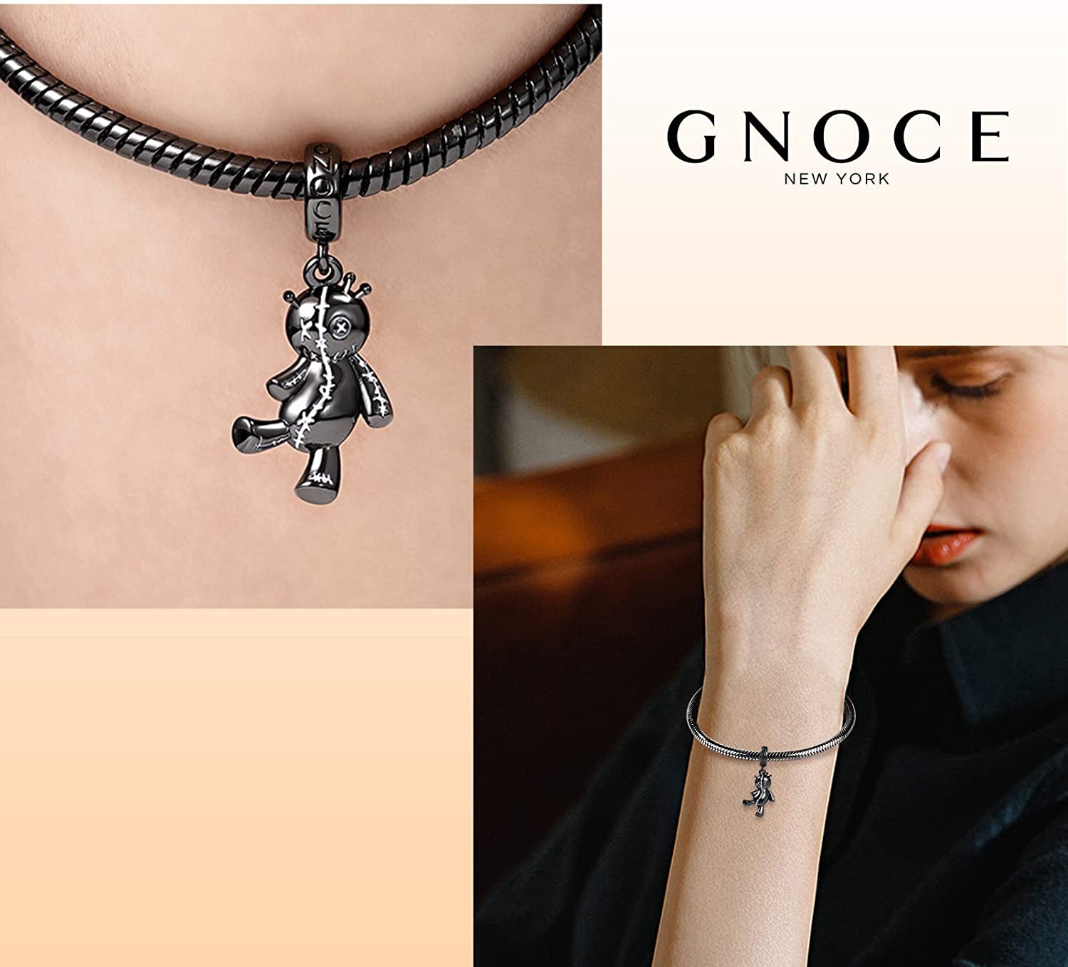 GNOCE Voodoo Doll Pendant Charm 925 Sterling Silver Dangle Bead Charms for Women Bracelet/Necklace Halloween Gifts for Girls Wife Daughter Apparel & Accessories > Jewelry > Bracelets GNOCE   