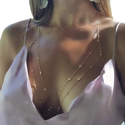 Bohemian Chain Bra Sexy Beads Shiny Luxury Long Rhinestone Bra Body Chains Statement Body Chain Jewelry Cross for Women Beach Body Accessories Apparel & Accessories > Jewelry > Body Jewelry China   