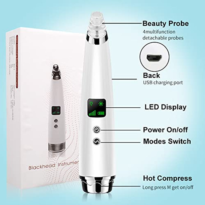 Handsomeface Blackhead Remover, Remover Vacuum Pore Cleaner Electric Suction, Facial Device Acne Comedone Extractor Tool USB with Hot Compress 5 Probes for Nose Face Women Health & Beauty > Personal Care > Cosmetics > Cosmetic Tools > Skin Care Tools Handsomeface   