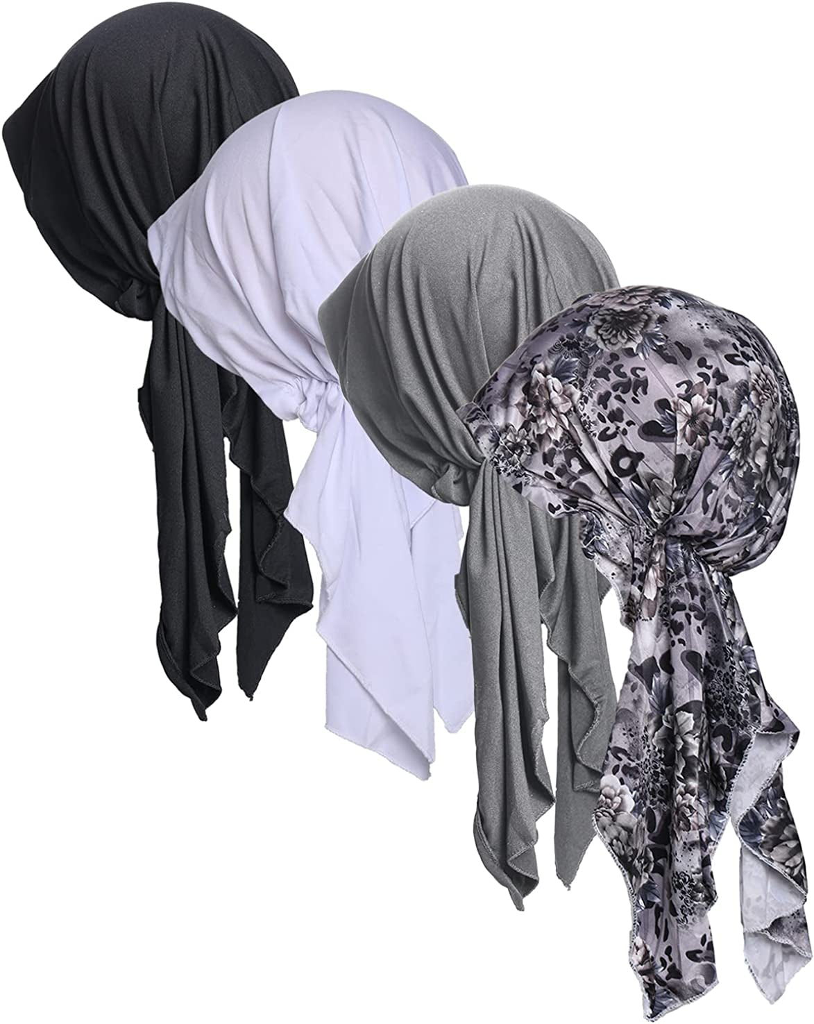 Pre Tied Head Covers Sets Chemo Beanies for Women Slip on Lightweight Chemo Bandana Turban Apparel & Accessories > Clothing Accessories > Headwear JarseHera 4 Pair,campaign 14 One Size 