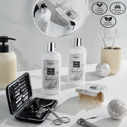 Spa Gifts for Women, Bath and Body Gift Set, White Orchid Self Care Gift Basket for Women, Men, Girlfriend, 20Pc Gifts for Mom, Spa Kit with Nail Kit, Bath Bombs & More - Birthday Personalized Gifts Health & Beauty > Personal Care > Cosmetics > Bath & Body LOVERY   