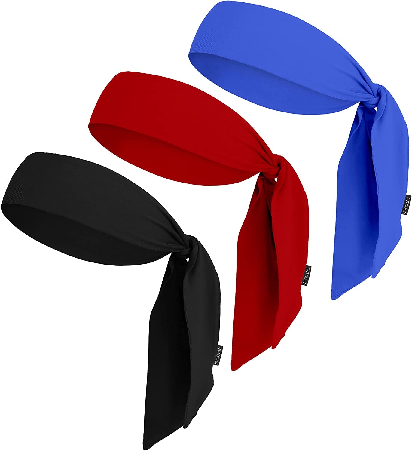 Tie Headband for Women, Men, & Kids - Karate Headband, Ninja Headbands, Tie Headbands for Muay Thai, Softball, Basketball, Sports & Tennis - Pirate & Athletic Headbands - Sweat Wicking Headband Apparel & Accessories > Clothing Accessories > Bandanas & Headties OutdoorEssentials 1 Black / 1 Red / 1 Navy Blue  