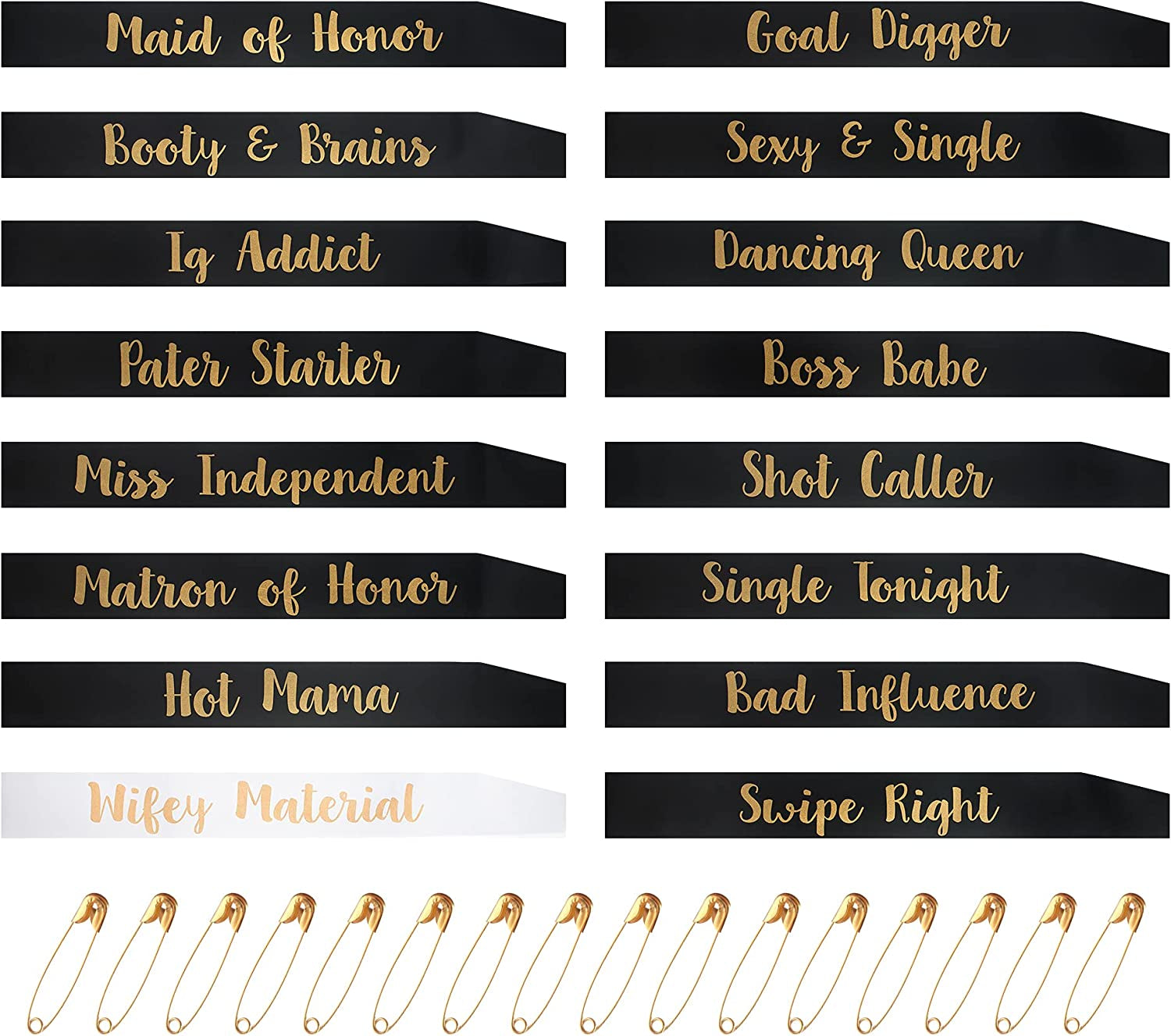 Bachelorette Party Sashes Bride Tribe Funny Bridesmaid Sash for Hen Party Bridal Shower Engagement Wedding Apparel & Accessories > Clothing Accessories > Sashes Snsowed Black and White  