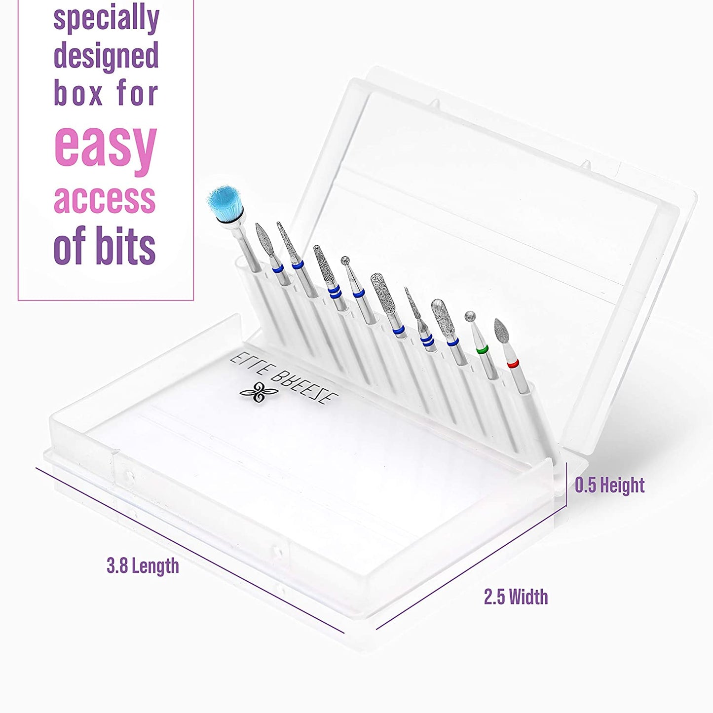 Elle Breeze 10 Pcs Diamond Nail Drill Bits Set for Acrylic Nail Professional Cuticle Drill Bit Manicure Tool for Home Salon Spa Health & Beauty > Personal Care > Cosmetics > Cosmetic Tools > Nail Tools Elle Breeze   