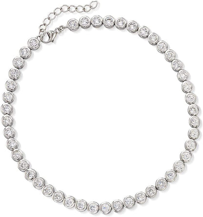 Ross-Simons 4.70 Ct. T.W. CZ Anklet in Sterling Silver. 9 Inches Apparel & Accessories > Jewelry > Anklets Ross-Simons   
