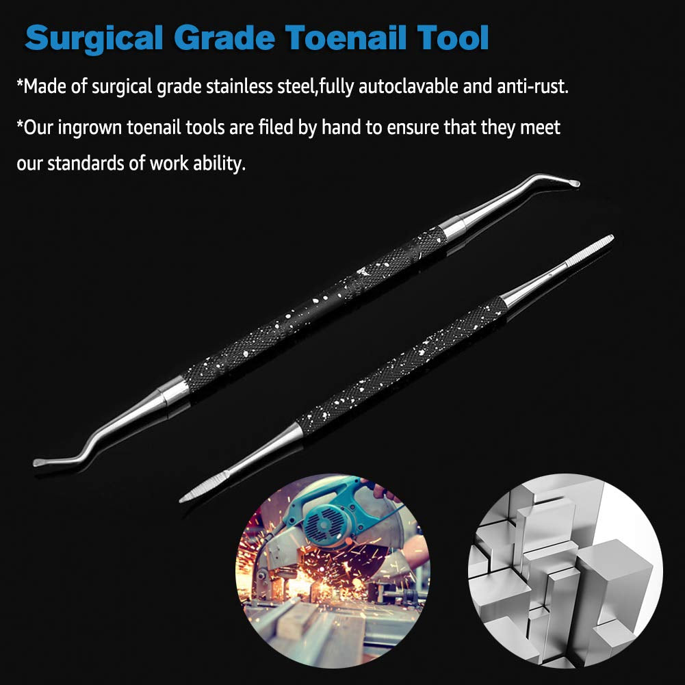 FERYES Ingrown Toenail Tools,Toenail Lifter and Toenail File Set for Ingrown Toenails Treatment - Surgical Grade Stainless Steel under Nail Cleaner Pedicure Tools - W/Tin Storage Box Health & Beauty > Personal Care > Cosmetics > Cosmetic Tools > Nail Tools FERYES   
