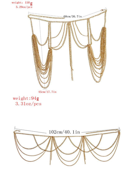 Victray Layered Body Chain Set Beach Waist Chains Fashion Body Accessories Jewelry for Women and Girls (Gold) Apparel & Accessories > Jewelry > Body Jewelry Victray   