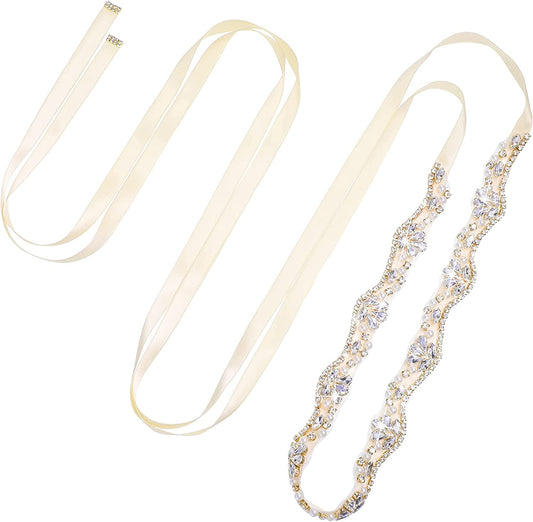 Bling Handmade Rhinestone Bridal Belt Crystal Diamond Wedding Belt Ribbon Sash Apparel & Accessories > Clothing Accessories > Belts Geyoga   