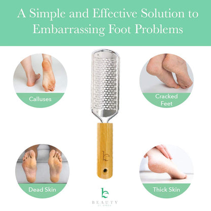 Foot File - Callus Remover Tool for Dead Skin Removal, at Home Pedicure Tools, Foot Rasp Callus Remover Feet and Heels, Smooth Soft Feet Using a Grater & Scraper (Bamboo & Stainless Steel) (1 Pack) Health & Beauty > Personal Care > Foot Care Beauty by Earth   