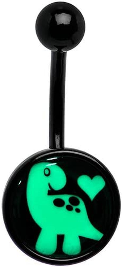 Body Candy Unisex Adult Black Glow in the Dark Cute Dinosaur Belly Button Ring Apparel & Accessories > Jewelry > Body Jewelry Body Candy   