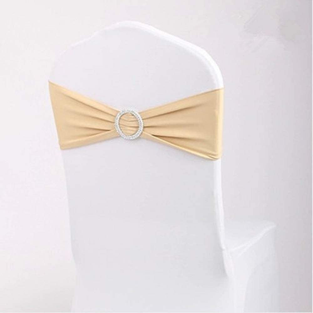 WENSINL Pack of 50 Stretch Chair Sashes for Wedding, Elastic Lycra Chair Bands with Buckle Slider, Chair Bows for Party, without White Chair Covers (Sky Blue) Apparel & Accessories > Clothing Accessories > Sashes HAOYU Champagne 50 