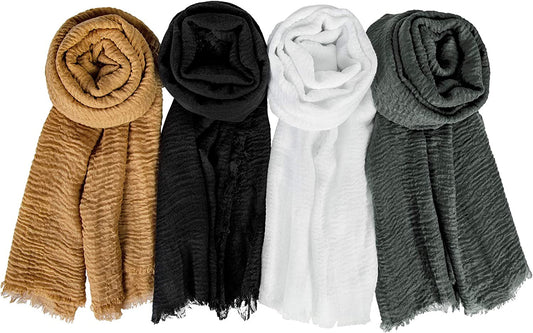 Chalier Hijab Scarfs Shawl Set for Women, Fashion Soft Scarves Lightweight Head Scarf for All Season(White) Apparel & Accessories > Clothing Accessories > Scarves & Shawls Chalier   