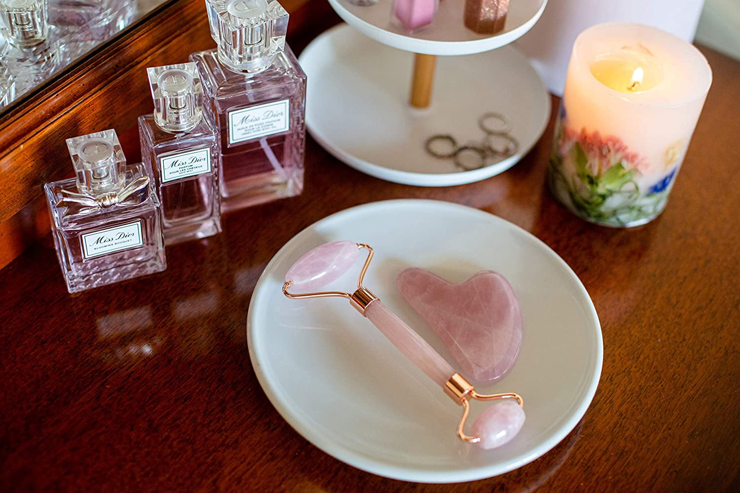 Rose Quartz Roller and Gua Sha Set, 100% Natural Rose Quartz Stone Face Roller, Anti-Wrinkle Anti-Aging Skin Care Tool, Facial Roller, Face Massager for Skin Firming and Stress Relief, Rose Gold Health & Beauty > Personal Care > Cosmetics > Cosmetic Tools > Skin Care Tools ZEN + ORIGIN   