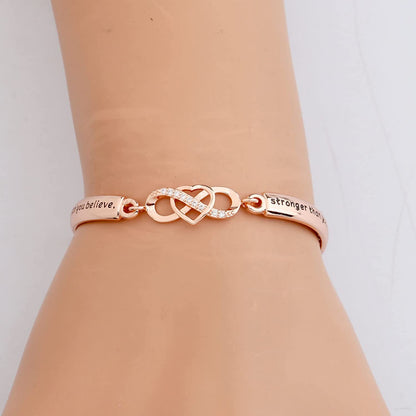 FEELMEM Inspirational Bracelet for Daughter Gifts from Mom You Are Braver Stronger Smarter than You Think Infinity Love Heart Bracelet to My Daughter Gift Apparel & Accessories > Jewelry > Bracelets FEELMEM   