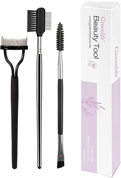 Greenlife 3Pcs Professional Eyelash Comb Lash Brush Duo Eyelash Brush Curlers Double-Ended Dual Eyebrow Brush Mascara Spoolie Separator Angled Brow Brush Steel Makeup Grooming Tool Health & Beauty > Personal Care > Cosmetics > Cosmetic Tools > Makeup Tools GreenLife   