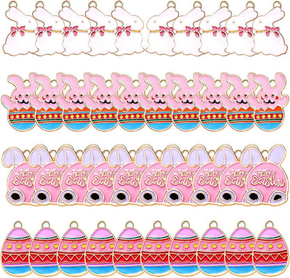 40PCS Easter Charms Enamel Bunny Carrot Egg Pendant Charms for Jewelry Making Cute Meatl Animal Rabbit Charms for Necklace Bracelet Earring Making DIY Crafts 40PCS Charms D