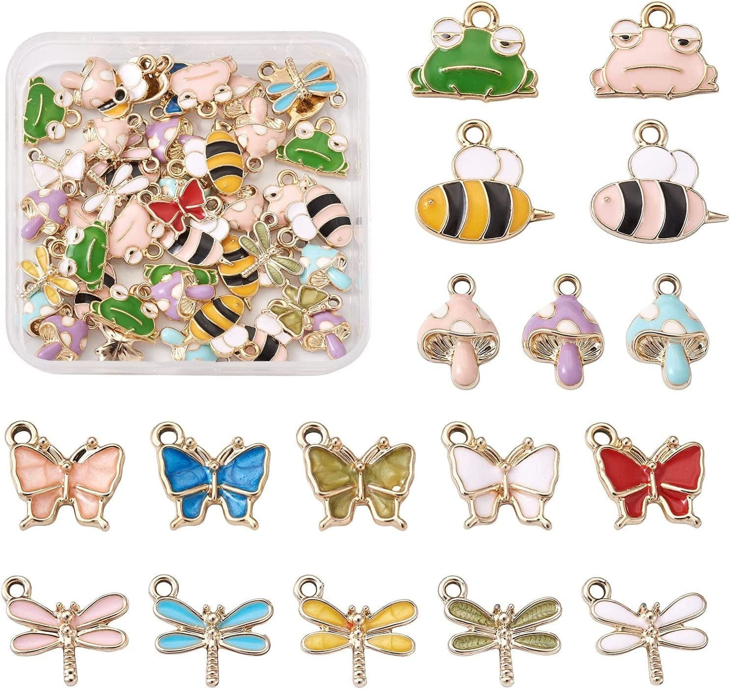 40Pcs Food Theme Enamel Pendant 20 Styles Light Gold Plated Donut Lollipop Ice Cream Cup Cake Bubble Tea Milk Dangle Charm for Earring Bracelet Necklace Jewelry Making Mixed Color,5 Styles