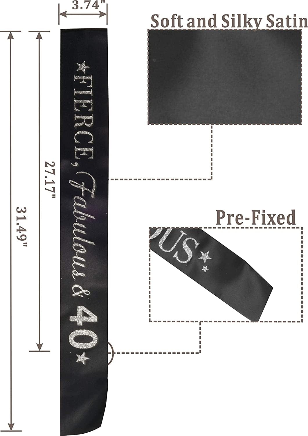40Th Birthday Sash and Tiara for Women - Fabulous Glitter Sash + Stars Rhinestone Silver Premium Metal Tiara for Her, 40Th Birthday Gifts for 40 Party Apparel & Accessories > Clothing Accessories > Sashes MEANT2TOBE   