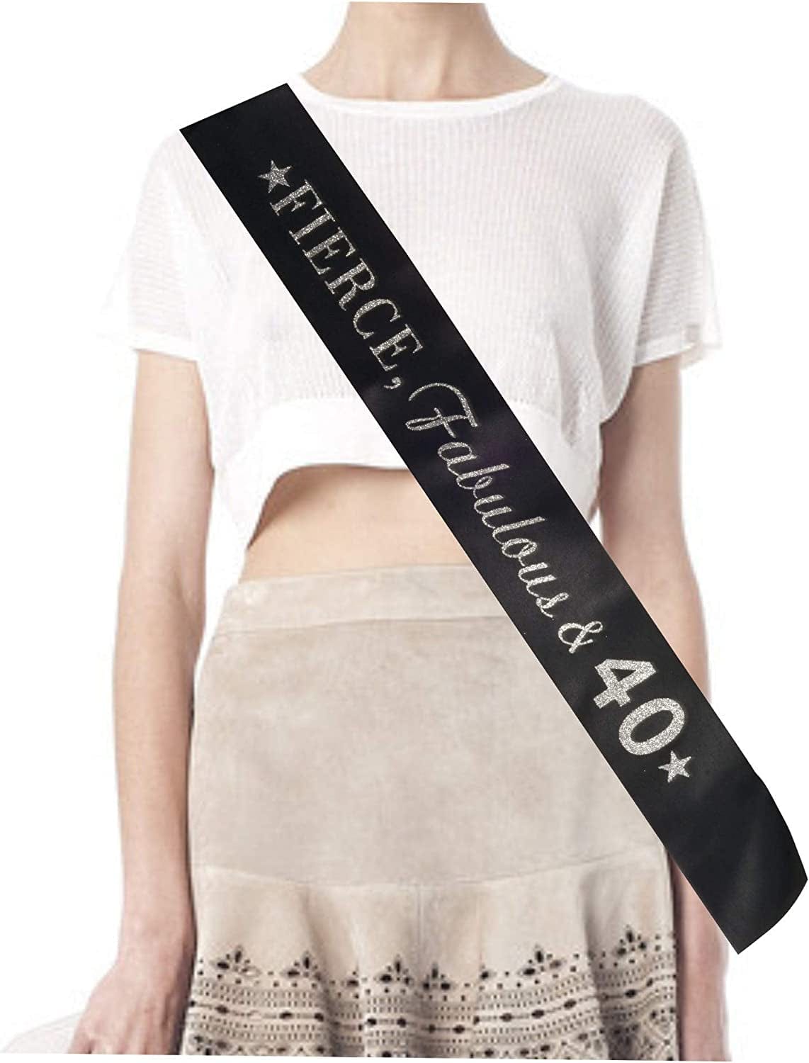 40Th Birthday Sash and Tiara for Women - Fabulous Glitter Sash + Stars Rhinestone Silver Premium Metal Tiara for Her, 40Th Birthday Gifts for 40 Party Apparel & Accessories > Clothing Accessories > Sashes MEANT2TOBE   