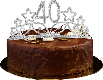 40Th Birthday Sash and Tiara for Women - Fabulous Glitter Sash + Stars Rhinestone Silver Premium Metal Tiara for Her, 40Th Birthday Gifts for 40 Party Apparel & Accessories > Clothing Accessories > Sashes MEANT2TOBE   