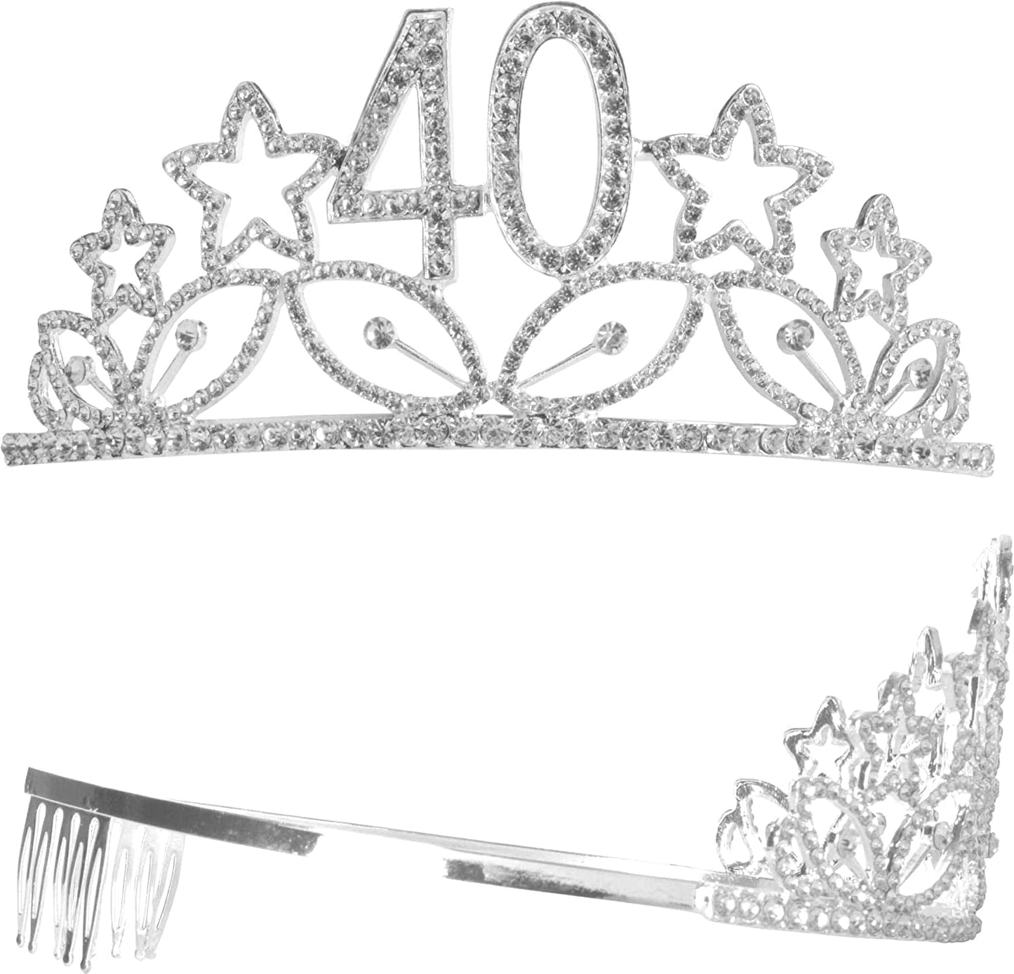40Th Birthday Sash and Tiara for Women - Fabulous Glitter Sash + Stars Rhinestone Silver Premium Metal Tiara for Her, 40Th Birthday Gifts for 40 Party Apparel & Accessories > Clothing Accessories > Sashes MEANT2TOBE   