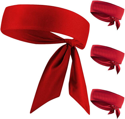 Sweat Wicking Head Tie, Tie Back Headband, Tie up Hair Band for Men Women Kids Girls Boys, Athletic Ninja Sweatband Head Wraps, Pirates Bandana Headwrap for Tennis, Workout Apparel & Accessories > Clothing Accessories > Bandanas & Headties JHYWELL Red 4 Pack  