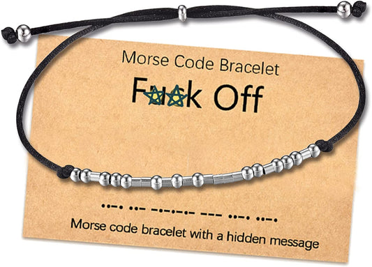 Tarsus Fuck off Morse Code Bracelets Dainty Jewelry Gifts for Women Men Best Friend Apparel & Accessories > Jewelry > Bracelets R&H Jewelry Fxxk Off-String  