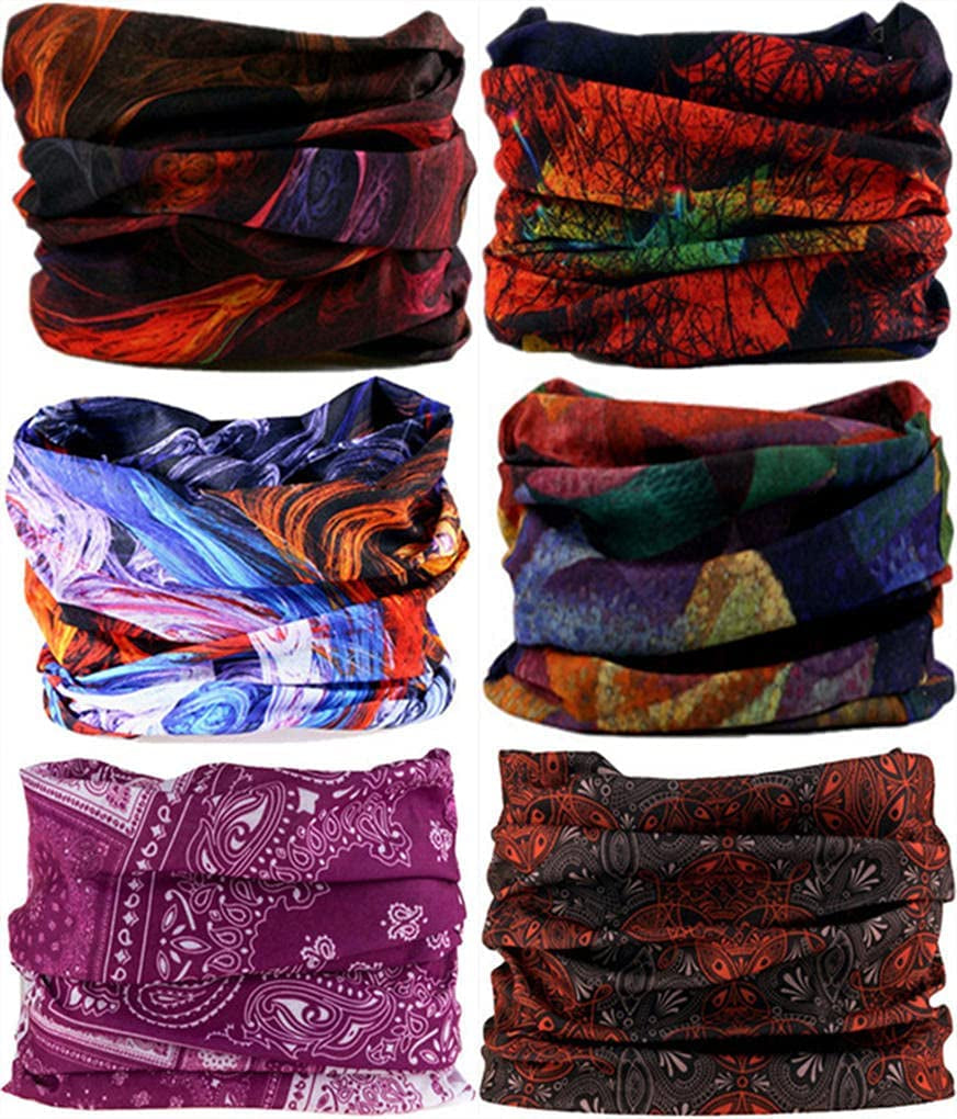 VANCROWN Headband Neck Gaiter Head Wrap Headwear Face Mask Magic Scarf Bandana for Men and Women Apparel & Accessories > Clothing Accessories > Headwear VANCROWN 6PCS.Red  
