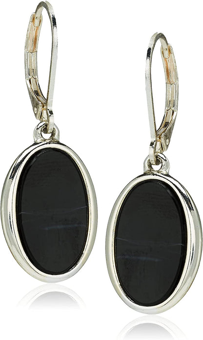Nine West Women'S Silvertone and Jet Black Drop Earrings Apparel & Accessories > Jewelry > Earrings NINE WEST   
