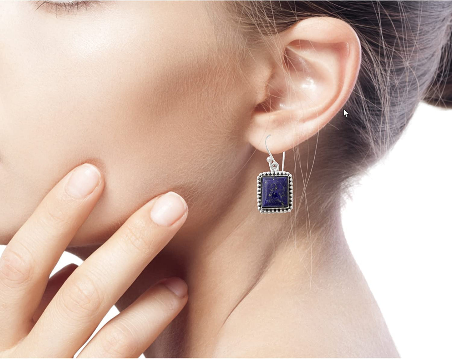 NOVICA Lapis Lazuli .925 Sterling Silver Rectangular Dangle Earrings 'Good Will Spirit' Apparel & Accessories > Jewelry > Earrings NOVICA   