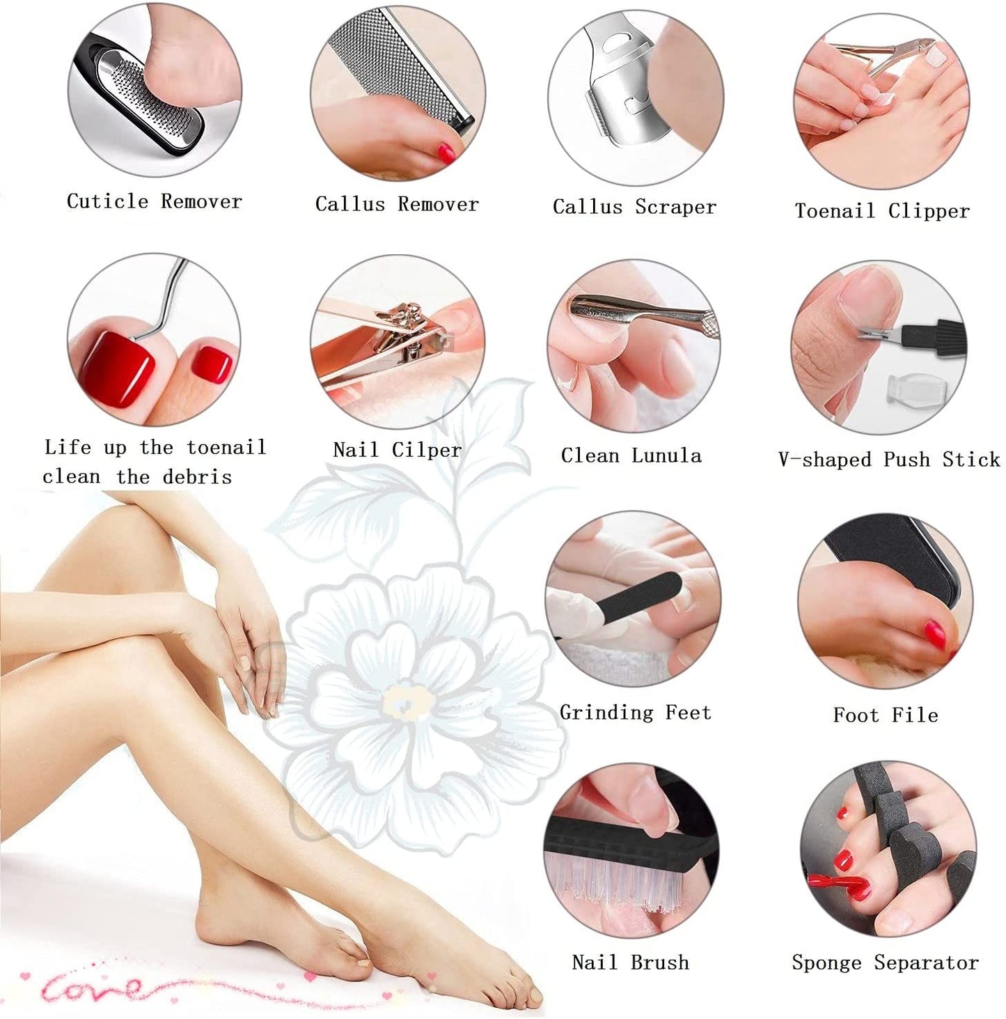Professional Pedicure Tools Set, 26 in 1 Stainless Steel Foot Care Kit Foot Rasp Dead Skin Remover Pedicure Kit,Foot File Kit Foot Callus Remover, for Men Women Travel Health & Beauty > Personal Care > Foot Care ORBET   