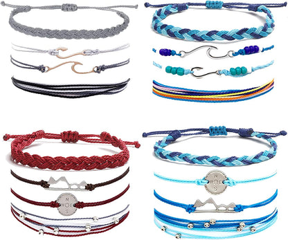 Waterproof String Bracelets for Girls Summer Wave Bracelet Friendship Handmade Wave Bracelet Apparel & Accessories > Jewelry > Bracelets Highven E-16pcs-String Bracelets  