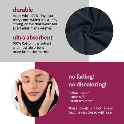 Groko Textiles Black Bleach Proof Towels Set, 24 Pack 100% Cotton 16" X 27" Color Safe, Stain Resistant, Quick Drying Towels for Beauty, Hair and Nail Salon, Gym, Spa and Home Hair Care Health & Beauty > Personal Care > Hair Care Groko Textiles   