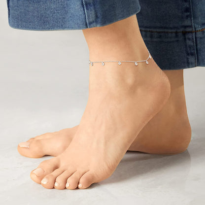 RS Pure by Ross-Simons 0.25 Ct. T.W. Bezel-Set Diamond Anklet in Sterling Silver. 9 Inches Apparel & Accessories > Jewelry > Anklets Ross-Simons   