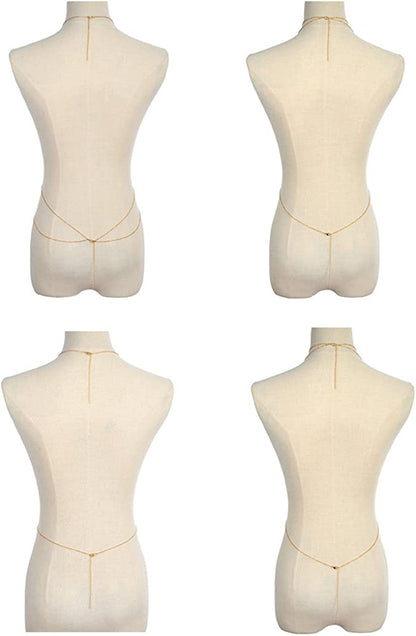 Tornito 4-8Pcs Sexy Body Chain Belly Waist Chain Necklace Summer Beach Crossover Bikini Bra Body Jewelry for Women Gold Tone Apparel & Accessories > Jewelry > Body Jewelry Tornito   