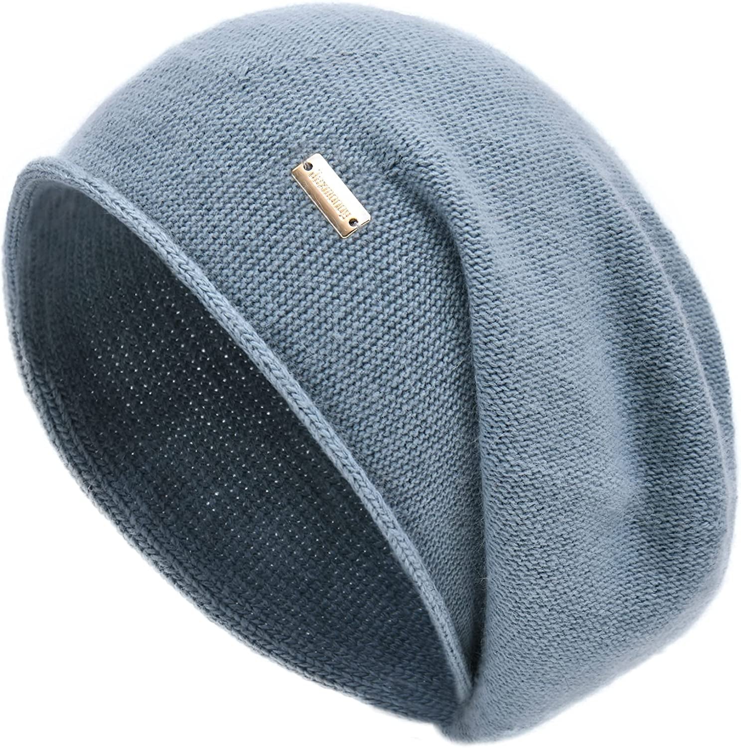 Jaxmonoy Cashmere Slouchy Knit Beanie Hat for Women Winter Soft Warm Ladies Wool Knitted Skull Beanies Cap Apparel & Accessories > Clothing Accessories > Hats jaxmonoy Blue  