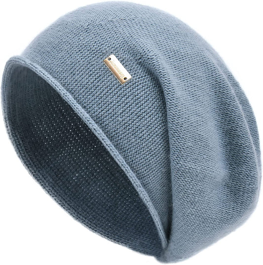 Jaxmonoy Cashmere Slouchy Knit Beanie Hat for Women Winter Soft Warm Ladies Wool Knitted Skull Beanies Cap Apparel & Accessories > Clothing Accessories > Hats jaxmonoy Blue  