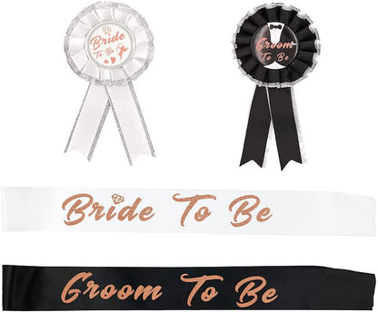 SWYOUN Bride to Be Sash Groom to Be Sash Bachelorette Party Supplies Bride to Be and Groom to Be Rosette Badge Bridal Shower Decorations Apparel & Accessories > Clothing Accessories > Sashes SWYOUN   