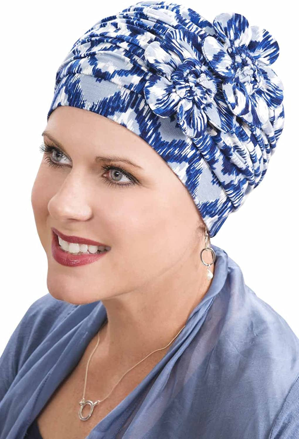 Cardani Flapper Turban - Vintage Flapper Hat in Soft Viscose from Bamboo Apparel & Accessories > Clothing Accessories > Headwear Cardani Blue Chevron One Size 