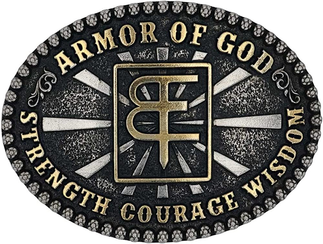 MONTANA SILVERSMITHS Armor of God Oval Attitude Western Belt Buckle Apparel & Accessories > Clothing Accessories > Belt Buckles Montana Silversmiths   