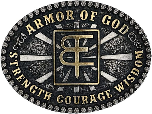 MONTANA SILVERSMITHS Armor of God Oval Attitude Western Belt Buckle Apparel & Accessories > Clothing Accessories > Belt Buckles Montana Silversmiths   