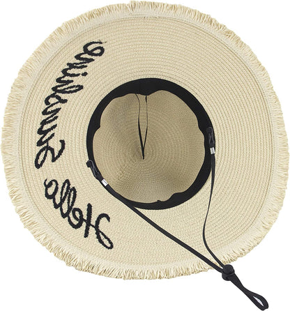 Muryobao Womens Wide Brim Straw Hat Floppy Foldable Roll up Cap Beach Sun Hat for Summer UV UPF50+ Apparel & Accessories > Clothing Accessories > Hats Muryobao   